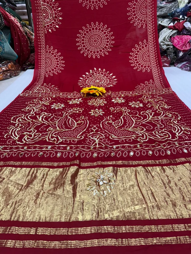 Gajji Silk Bandhani Saree - Image 10