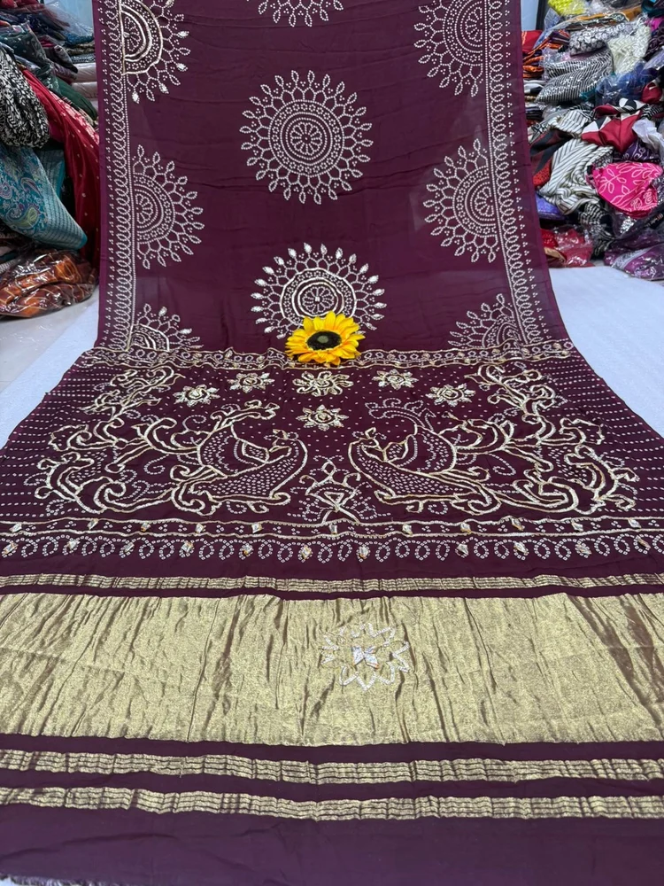 Gajji Silk Bandhani Saree - Image 7