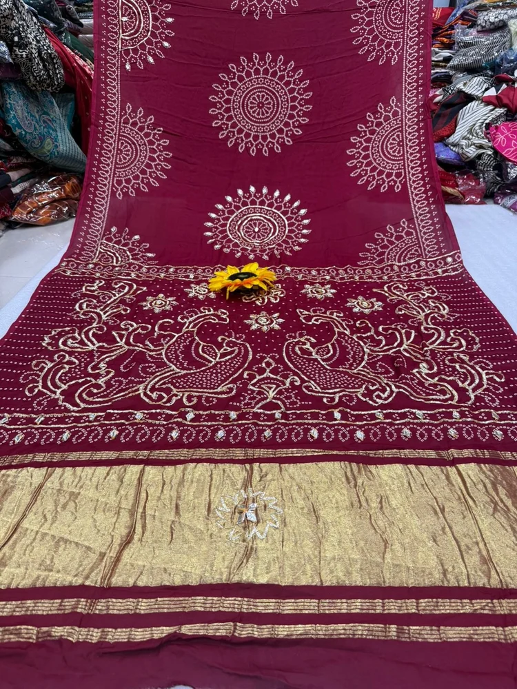 Gajji Silk Bandhani Saree - Image 6