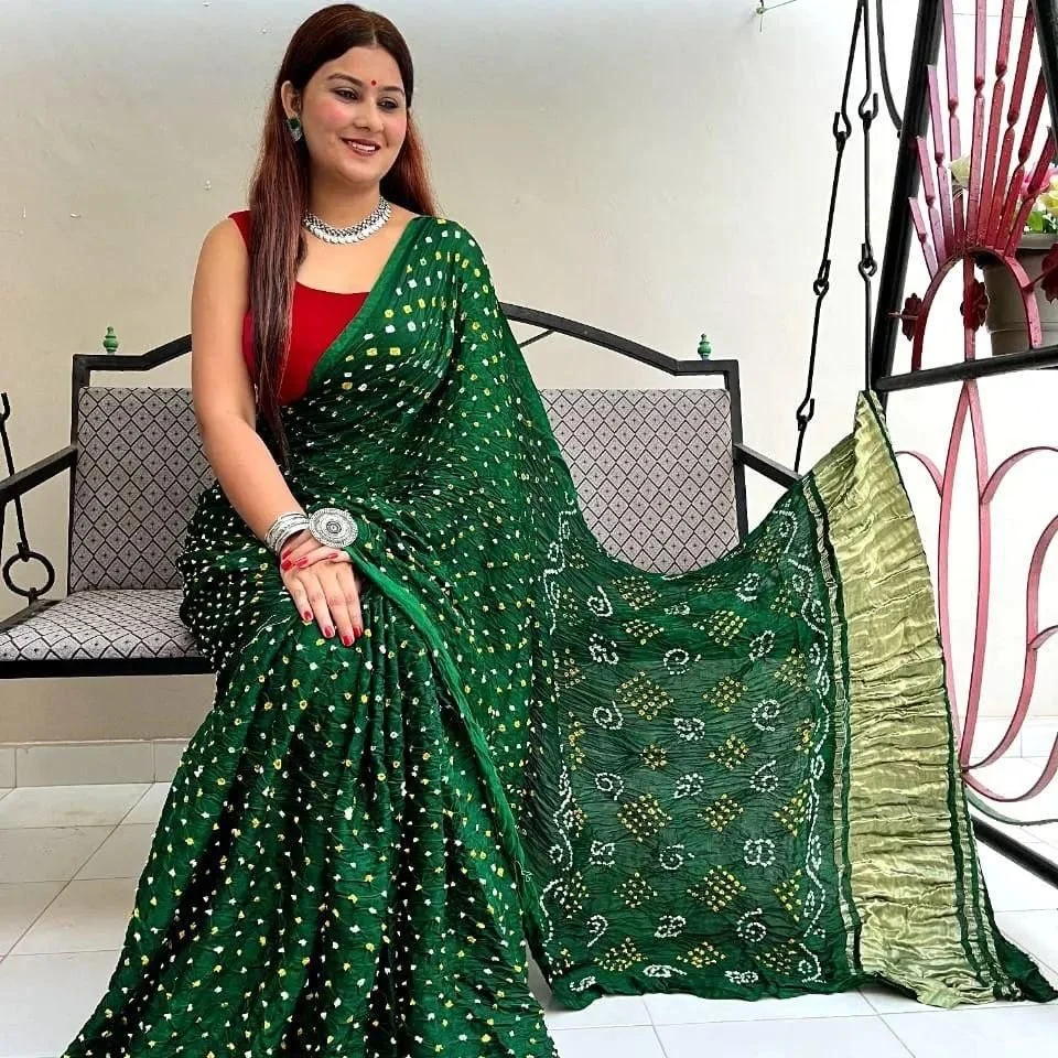 Gajji Silk Bandhani Saree - Image 6