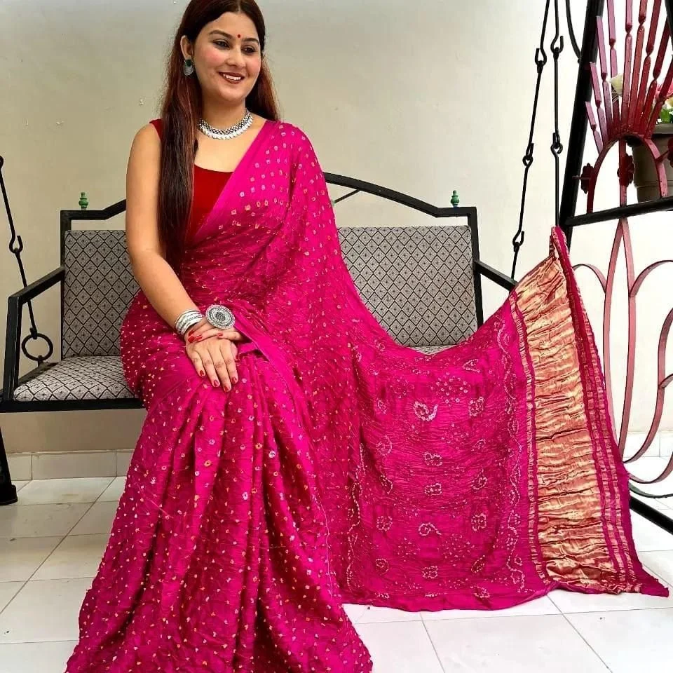 Gajji Silk Bandhani Saree - Image 7