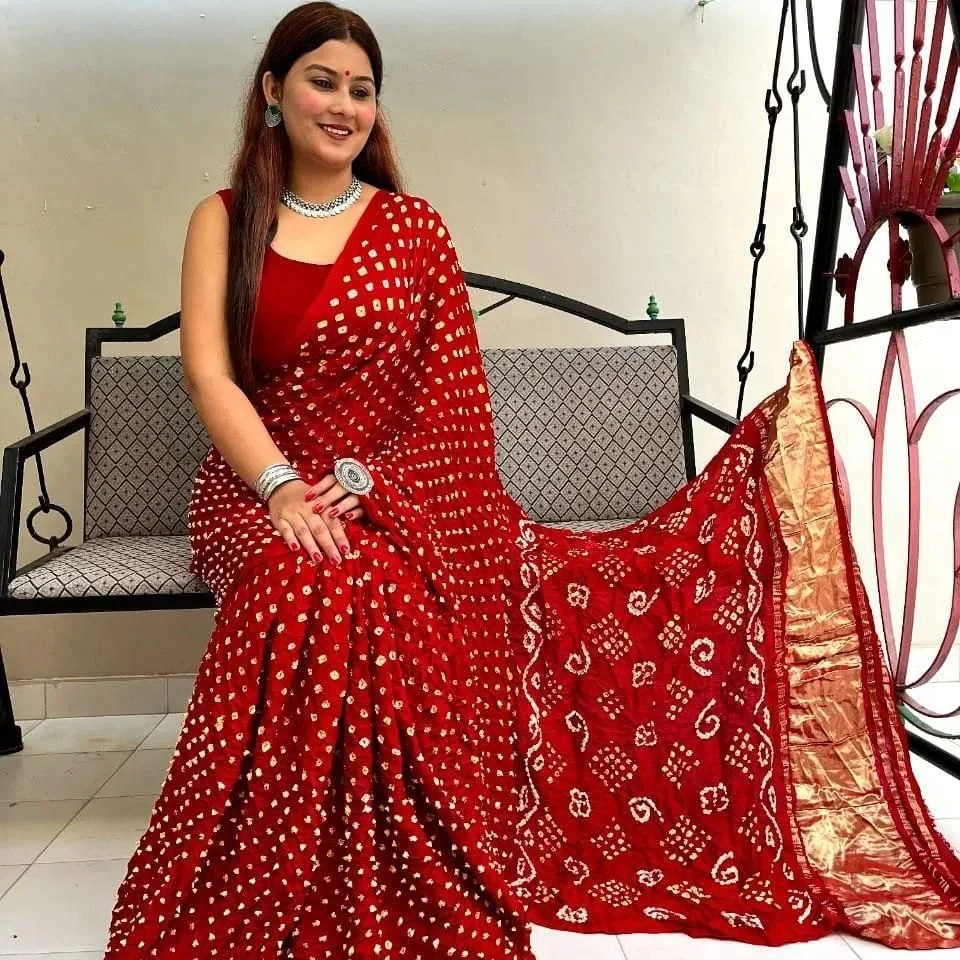 Gajji Silk Bandhani Saree - Image 5