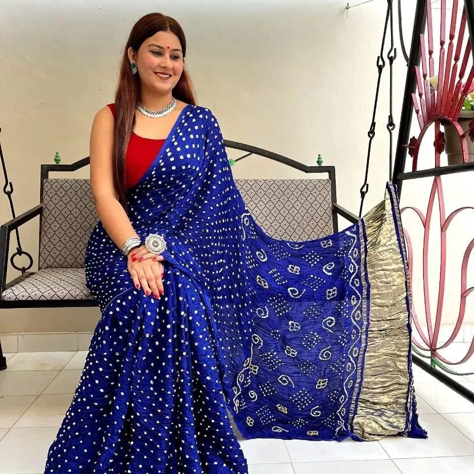 Gajji Silk Bandhani Saree - Image 3